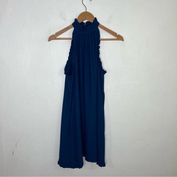 Amanda Uprichard Blue Ruffle Halter Mini Dress Size Small - Picture 11 of 11